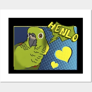 Henlo Yellow Naped Amazon Parrot Comic Posters and Art